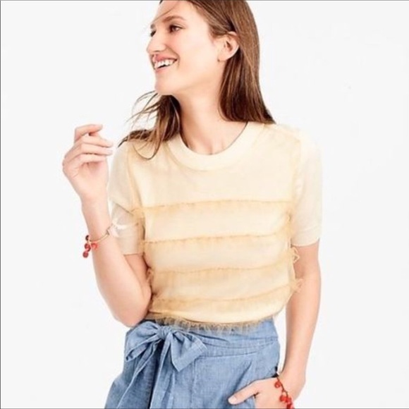 JCREW RUFFLE EMBELLISHED TOP SZ MEDIUM - Picture 3 of 7